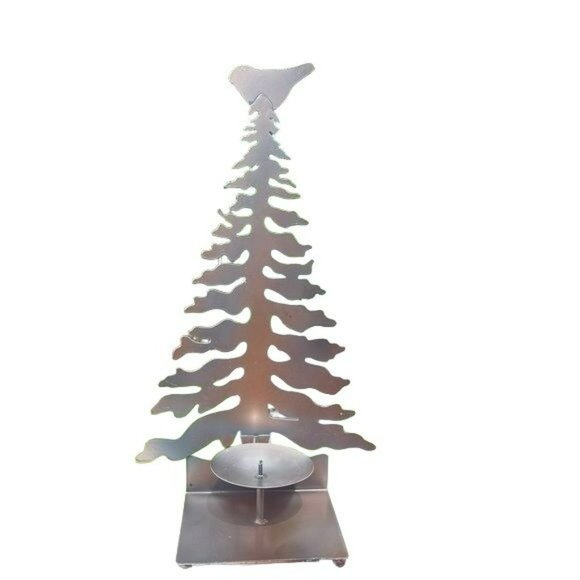 Vintage Metal Candle Holder Pine Tree Shaped 18.5in Farmhouse Style Winter - Picture 14 of 16